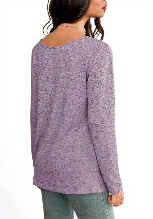 Fisoew Maglia Donna Maniche Lunghe Scollo V Sexy Lilla