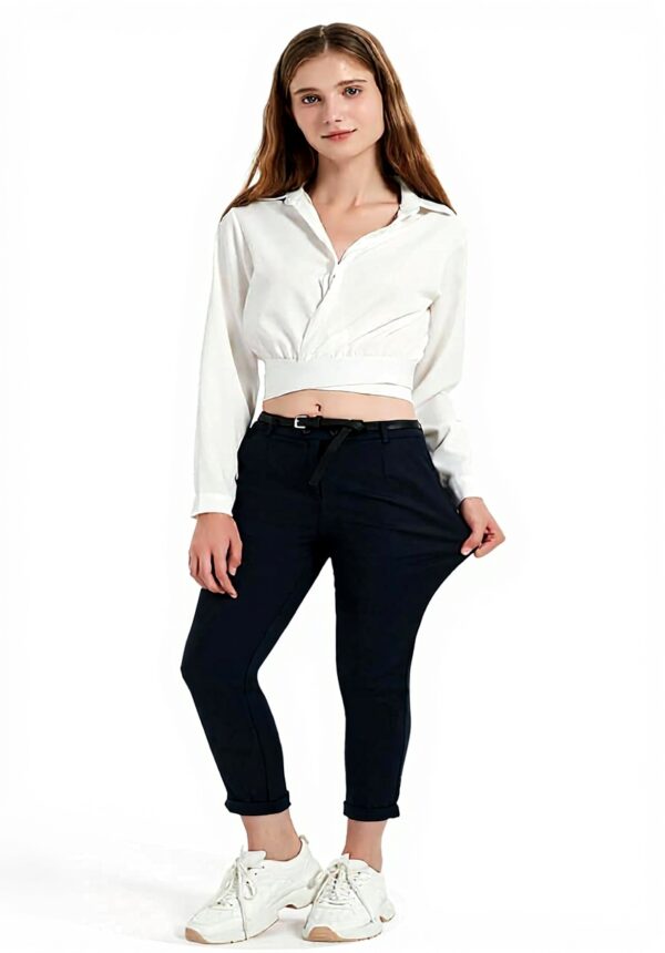 Pantaloni cargo chino donna Glowelfa vita alta elasticizzato