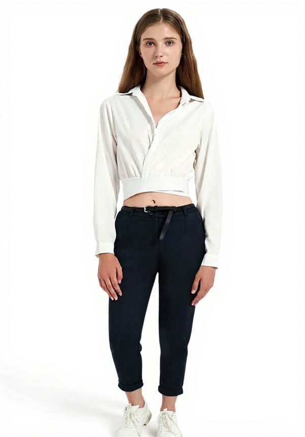 Pantaloni cargo chino donna Glowelfa vita alta elasticizzato