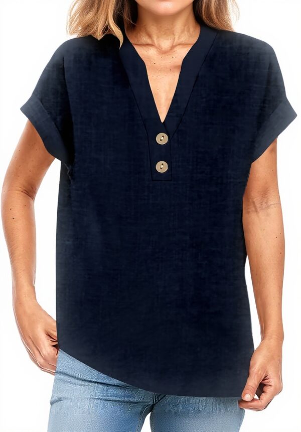 Maglietta donna cotone lino scollo V Générique taglie grandi