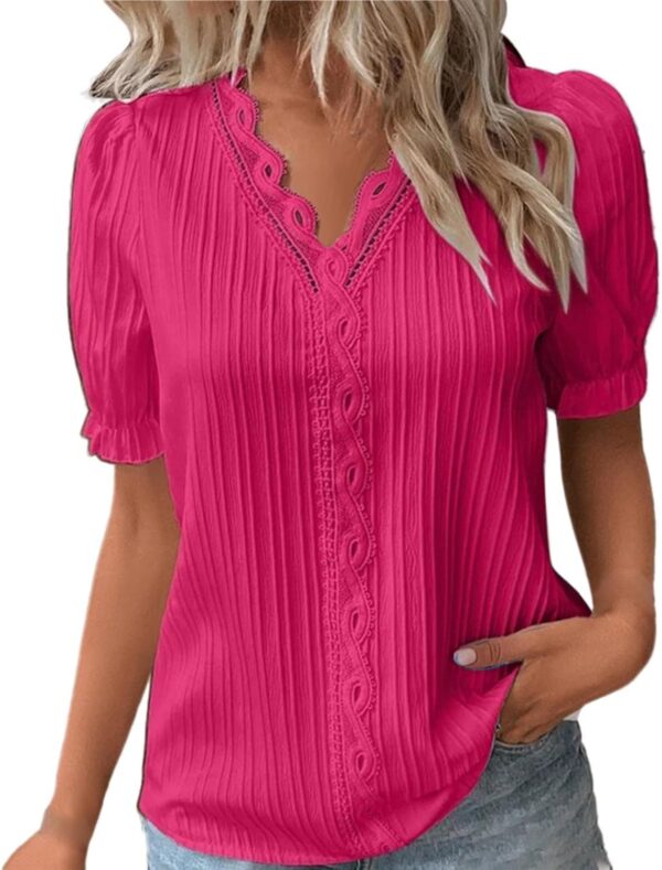 Camicia donna estiva elegante maniche cave balze MH Wcaiiao-0