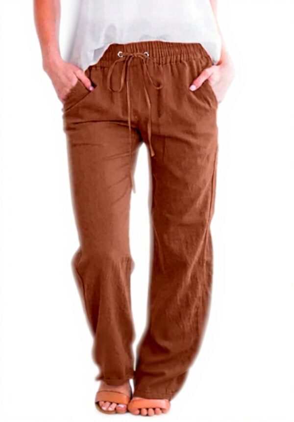 Pantaloni donna cotone lino estivi elasticizzati Générique
