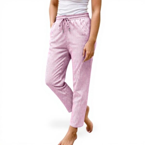 Pantaloni donna estivi cotone lino vita alta Générique