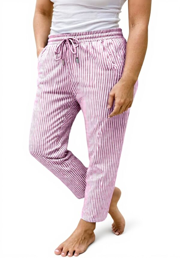 Pantaloni donna estivi cotone lino vita alta Générique