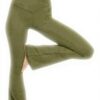 Pantaloni yoga donna vita alta gamba larga verde Generisch
