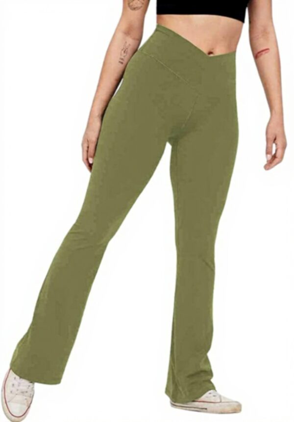Pantaloni yoga donna vita alta gamba larga verde Generisch