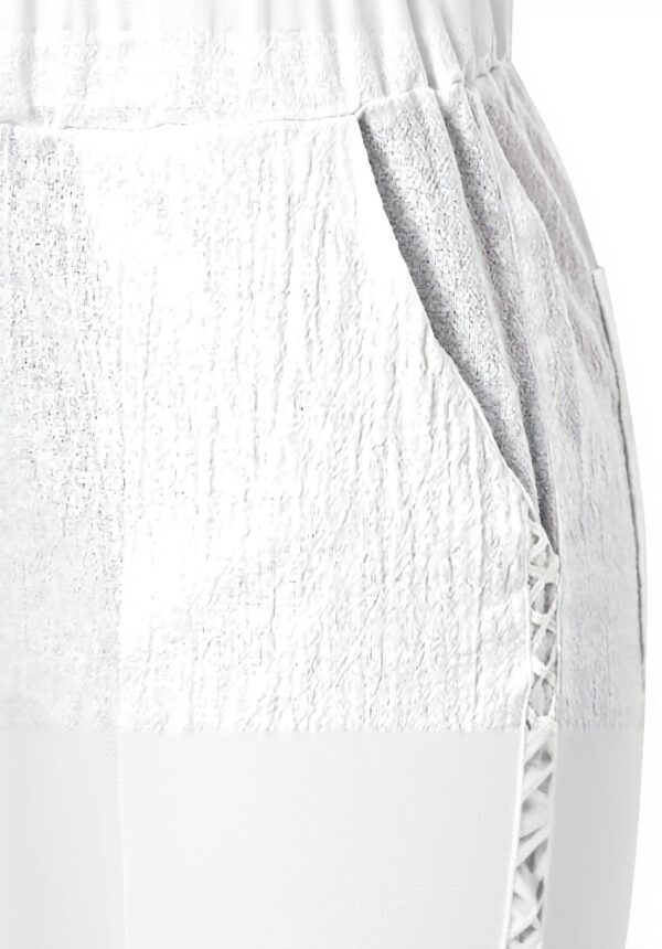 Pantaloni donna cotone lino vita alta casual bianco