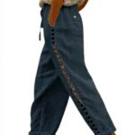 Pantaloni estivi donna cotone lino vita alta casual