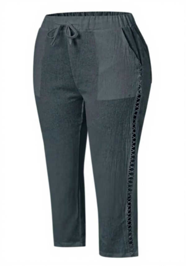 Pantaloni estivi donna cotone lino vita alta casual