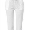 Pantaloni donna cotone lino vita alta casual bianco
