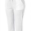 Pantaloni donna cotone lino vita alta casual bianco