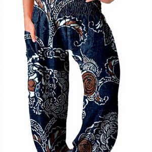 Pantaloni harem donna taglie grandi yoga vita alta floreale