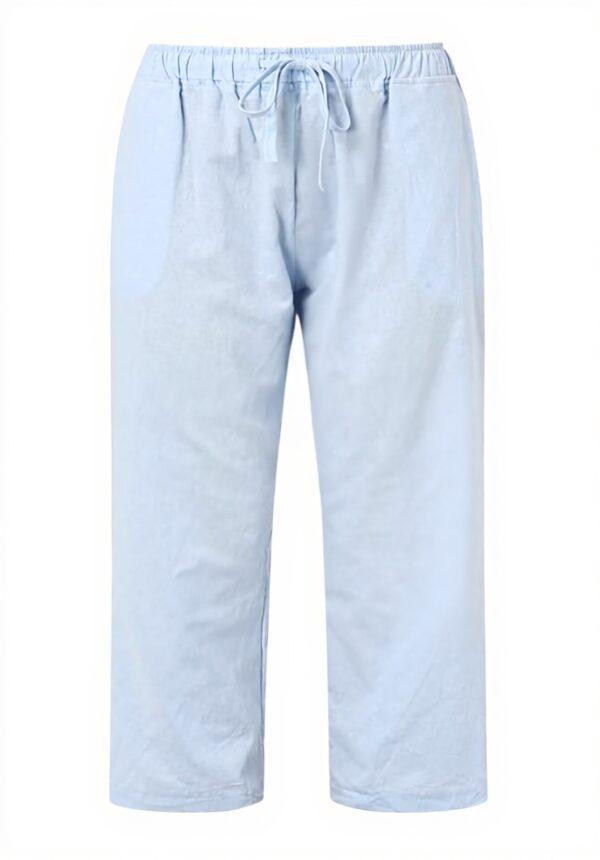 Pantaloni donna cotone lino taglie forti vita alta estivi