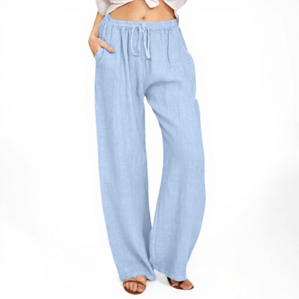 Pantaloni donna cotone lino taglie forti vita alta estivi