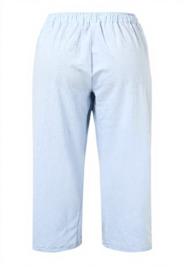 Pantaloni donna cotone lino taglie forti vita alta estivi