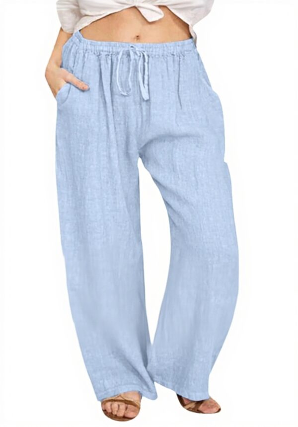 Pantaloni donna cotone lino taglie forti vita alta estivi