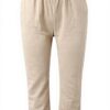 Pantaloni lino donna grandi taglie vita elastica cotone