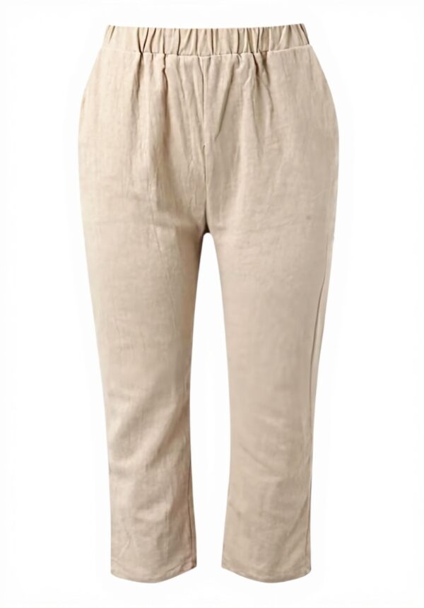 Pantaloni lino donna grandi taglie vita elastica cotone