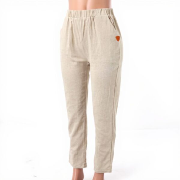 Pantaloni lino donna grandi taglie vita elastica cotone