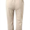 Pantaloni lino donna grandi taglie vita elastica cotone