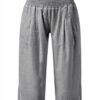 Pantaloni lino donna grandi taglie vita alta elastici