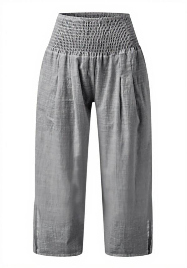 Pantaloni lino donna grandi taglie vita alta elastici