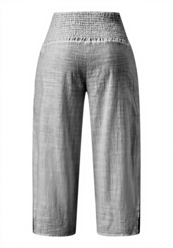 Pantaloni lino donna grandi taglie vita alta elastici