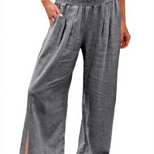 Pantaloni lino donna grandi taglie vita alta elastici