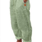 Pantaloni lino donna MH Wcaiiao eleganti vita elasticizzata