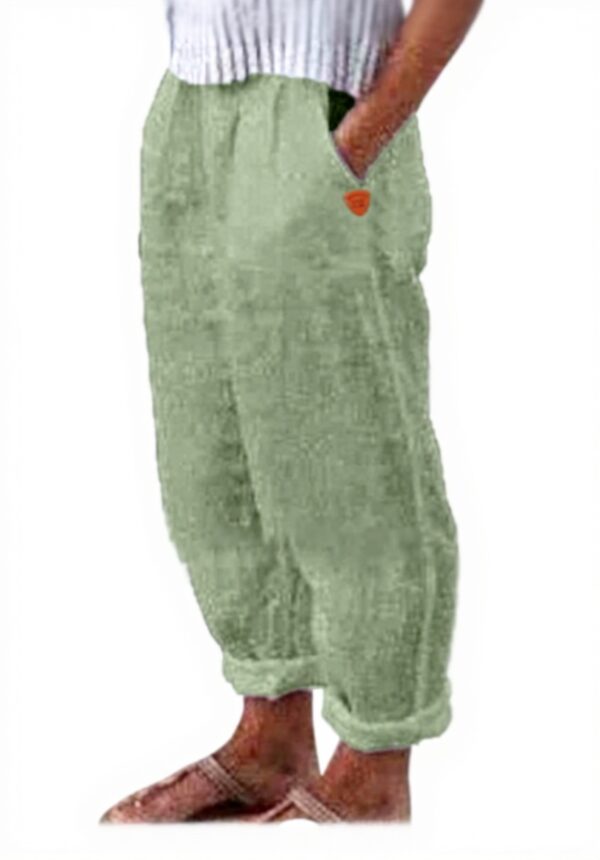 Pantaloni lino donna MH Wcaiiao eleganti vita elasticizzata