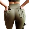 Pantaloni yoga donna tasche vita alta fitness verde XXL