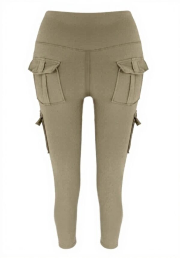 Pantaloni yoga donna tasche vita alta fitness verde XXL