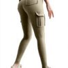 Pantaloni yoga donna tasche vita alta fitness verde XXL