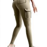 Pantaloni yoga donna tasche vita alta fitness verde XXL