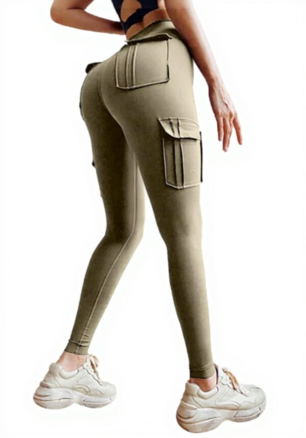 Pantaloni yoga donna tasche vita alta fitness verde XXL