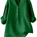 Camicetta donna taglie forti elegante scollo V maniche