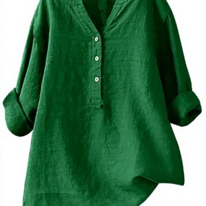 Camicetta donna taglie forti elegante scollo V maniche